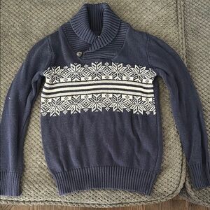 Navy Blue Snowflake Pattern Boys Sweater